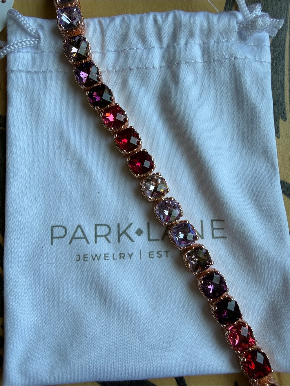 Park Lane Rose Gold Multicolor Crystal Bracelet - Red Pink Purple Champagne